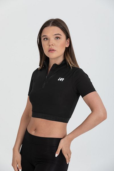 HR Collection H&R Half Zip Short Sleeve Crop