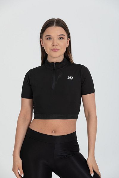 HR Collection H&R Half Zip Short Sleeve Crop