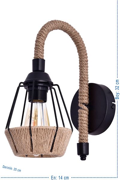 polataydinlatma Pina Single Luxury Rope Sconce (black)