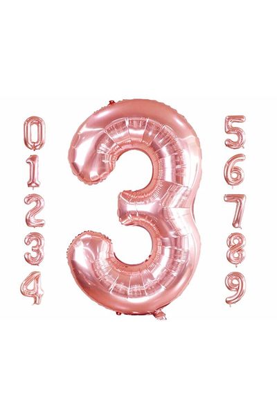 Parti Station 3 Number Foil Balloon Rosegold Color Number Balloon 3 Age Balloon 76 Cm Number Balloon Flying Balloon Helium Balloon