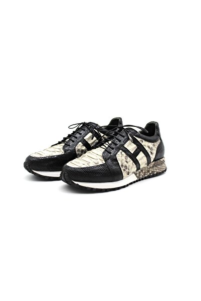 Murat Erbaş Hakiki Iguana & Piton Siyah & Naturel El Yapımı Spor Ayakkabı