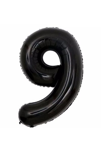 Parti Station Number Foil Balloon Black Number Balloon Black 9 Years Balloon 76 Cm Number Balloon Flying Balloon Helium Balloon