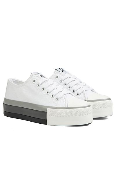 Benetton ® |   Bn-30937 - White Grey - Γυναικεία αθλητικά παπούτσια