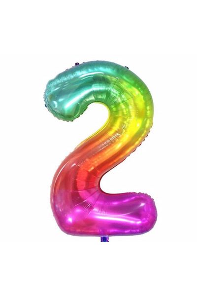 Parti Station Number Foil Balloon Rainbow Number Balloon Colorful 2 Year Old Balloon 76 Cm Number Balloon Flying Balloon Helium Balloon
