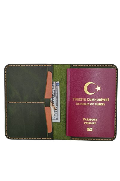 Minimalim Leather Craft Pasaport & Seyahat Cüzdan Kılıfı Hakiki Deri El Yapım...