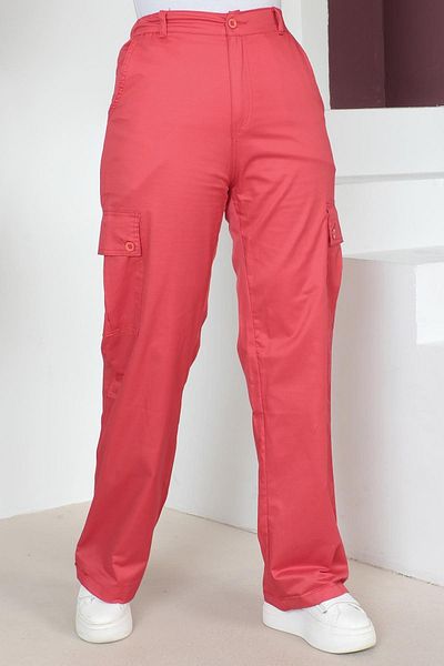 Modamihram Elastic Waist Wide Leg Trousers Red 6071