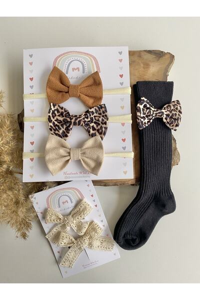 Miniminiksdesing Leopar Çorap Toka Seti