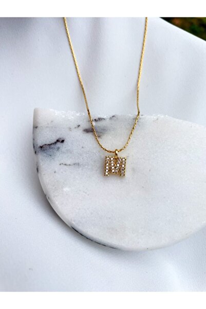 Created by NA Zircon Stone M Letter Necklace