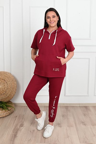 Koza Butik Women's Hooded Large Size Tracksuit Set 3759-23