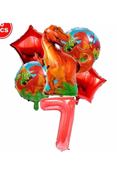 Parti Station مجموعة بالونات بتصميم ديناصور بعمر 7 سنوات، مجموعة بالونات لعيد...