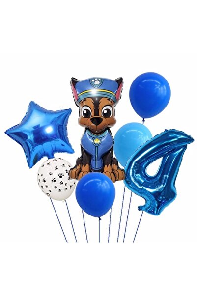 Parti Station Paw Petrol Pav Petrol Polis Köpek Chase 4 Yaş Balon Konsept Doğ...