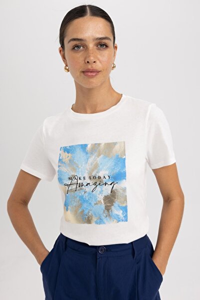 DeFacto Regular Fit Crew Neck Κοντό μανίκι 100% βαμβάκι T-shirt A8851ax23hs