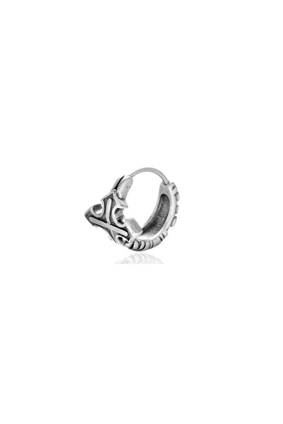 Viking Vintage Haç Sembollü Gotik Desenli Halka Geçirmeli 316L Çelik Erkek Küpe