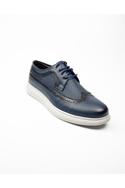Nobel 1062 Navy Blue Leather Men's Casual Shoes