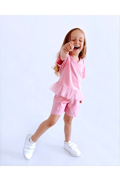 le petit sole Girl's Tutu Detailed Summer Top-Bottom Set