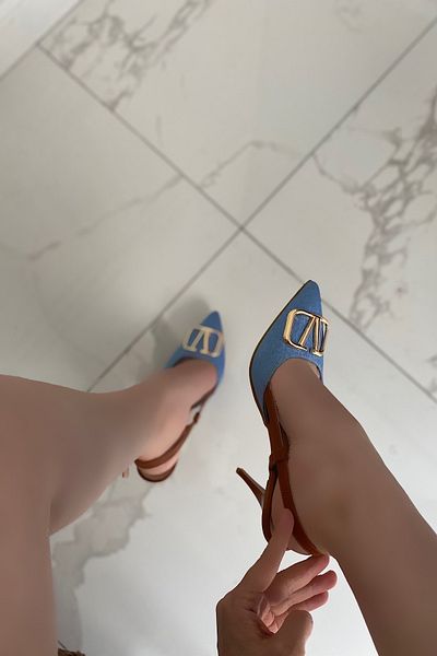 SHOEBELLAS Pantofi cu toc Avent Denim Color Catarama