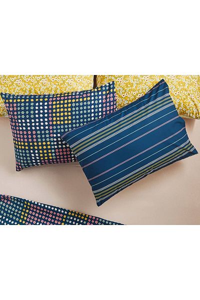 English Home Μαξιλαροθήκη Daisy Patchwork Βαμβακερή 2 τεμαχίων 50x70 εκ. Μπλε ναυτικό
