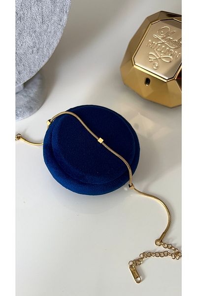 SU PERİSİ TAKI BİJUTERİ Steel Gold Single Row Cube Model Anklet