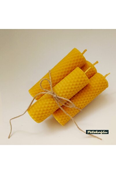 Petekoğlu 4 Adet 10 cm X 3 cm  Doğal Petek Balmumu Mum Bal Mumu Mum Beeswax Candle