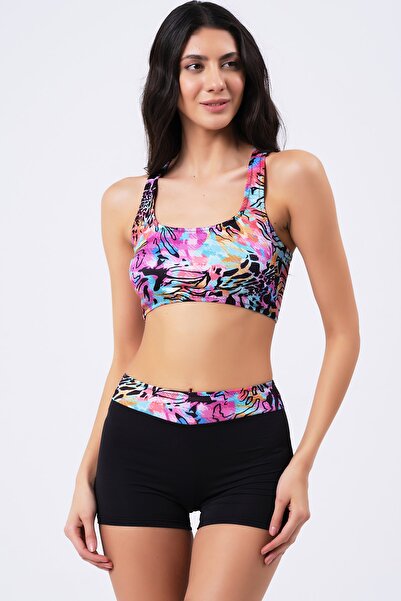 vawensea Kadın Desenli Badili Sporcu Yüzücü Bikini Zebra (GÖĞÜS PEDLİ)