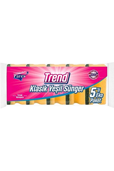 Parex Trend 5-Pack Classic Green Corrugated Sponge