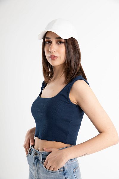 Mood Lab Camisole de damă, cu decolteu în U, crop top