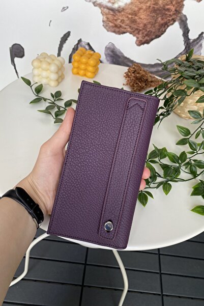 Modica Women's Purple Wallet Genuine Leather Long Wallet with Phone Compartme...
