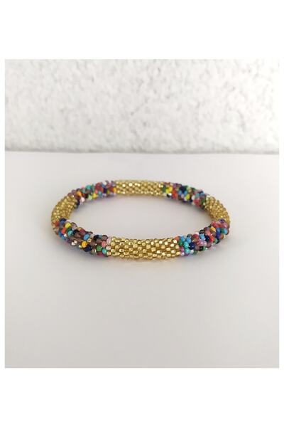 Pötikare Butik Atölye Gold Boncuk Örme Nepal El Örmesi Bilezik