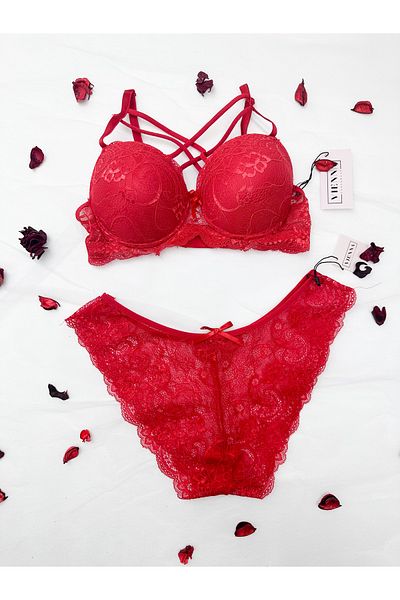 Vienna Underwear Women's Red Padded Underwire Bra Set