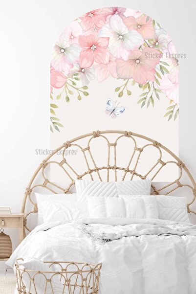 Sticker Ekspres Çiçekli Bej Renk Oval Arch Duvar Sticker