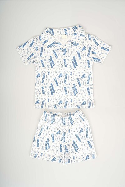 MİNİKO KİDS BABY BOY COLLAR MODEL PATTERNED COTTON SHORTS SUIT