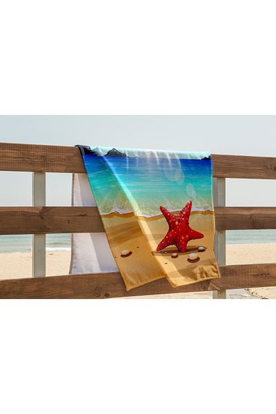 yok yok evim eve dair her şey Starfish Digital Printed Beach Towel| High Quality| 70x150