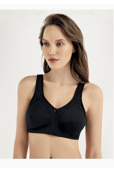 Şahinler Women's Black Thick Strap Gathering Bra M New Season (6 Pieces Economic Pack)