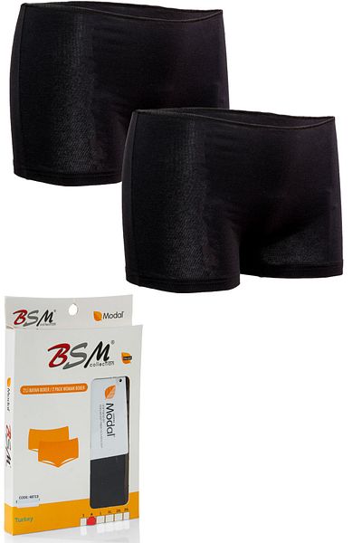 BSM Μαύρο Modal Γυναικείο Boxer Σετ 2 - 044744