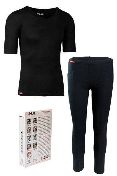 BSM Γυναικείο Viloft Κοντό μανίκι V-Neck Body / Καλσόν Θερμικό Σετ εσωρούχων