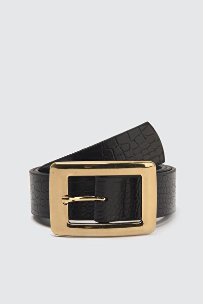 Trendyol Collection Black Croco Buckle Leather Look Women's Belt Twoss21Ke0079