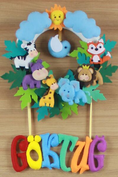 Renkli Hayallerim Göktuğ isimli safari bebek ve hastane odası kapı süsü