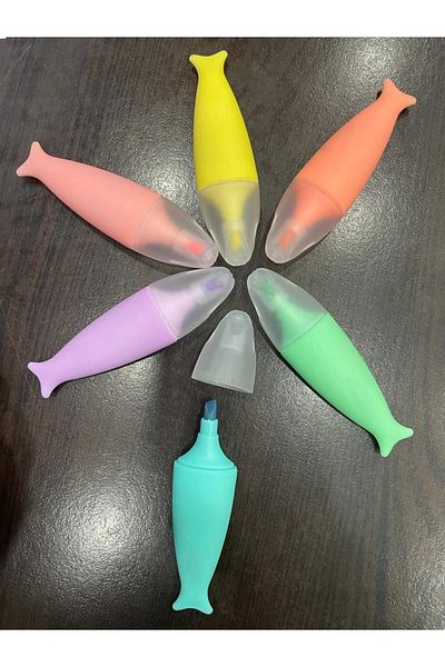Rubenis PASTEL FISH SHAPE 6 COLORS 36-PIECE PHOSPHORED PEN IN JAR
