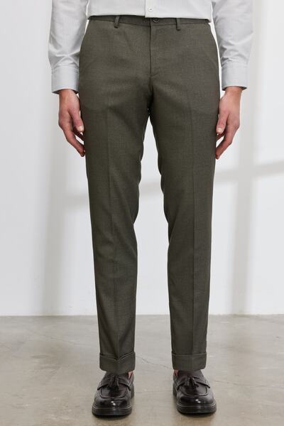 ALTINYILDIZ CLASSICS Erkek Yeşil Slim Fit Dar Kesim Yan Cepli Desenli Beli Lastikli Esnek Pantolon