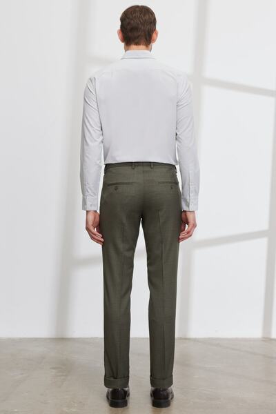 ALTINYILDIZ CLASSICS Erkek Yeşil Slim Fit Dar Kesim Yan Cepli Desenli Beli Lastikli Esnek Pantolon