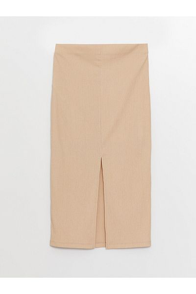 LC Waikiki Straight Crinkle Women's Skirt with Elastic Waist
