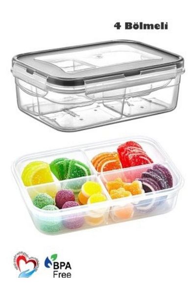 Perodia 3-Piece 4-Compartment Lunch Box 1000 ml Airtight & Liquid-Proof Nutrition & Storage Container LC-520