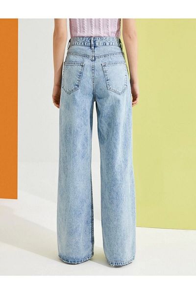 Style Flower Women's Lycra High Waist Wide Leg Jeans - WİDE LEG