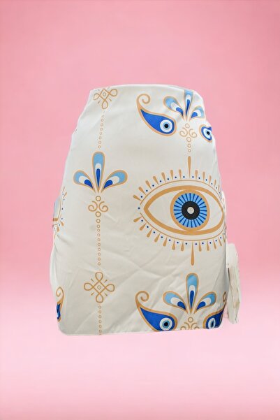 pistore White Eye Patterned Short Pareo Satin Women's Beach Dress New Season