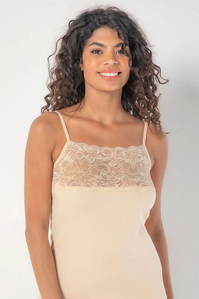 Onurel 4-Piece Ribbed Cotton Rope Straps Lace Detailed Undershirt 241_rıb