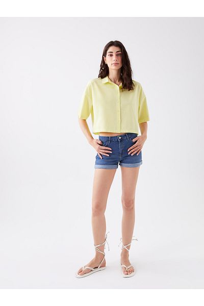 LC Waikiki Jeansshorts für Damen mit hoher Taille und schmaler Passform