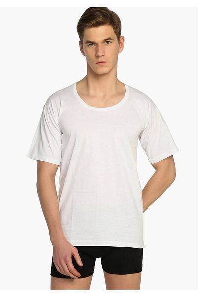 Tutku Ανδρικό εσώρουχο White Crew Neck Elf568tccm New Season (11 Τεμάχια Οικονομικό Πακέτο)