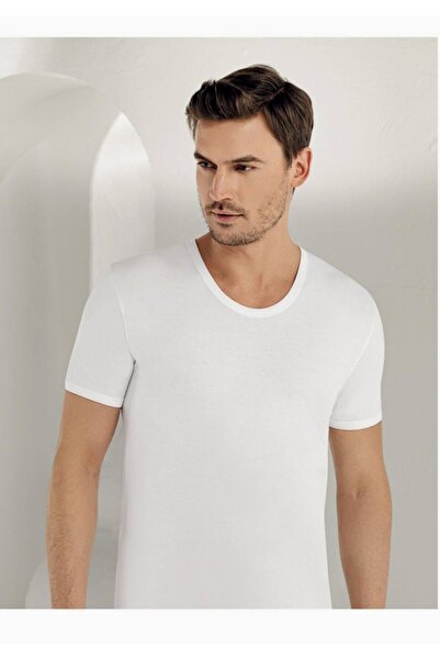 Şahinler Ανδρικό λευκό κοντομάνικο λαιμόκοψη χτενισμένο βαμβακερό εσώρουχο M New Season (Πακέτο 6 τεμαχίων Economic)