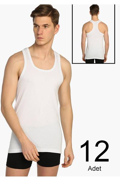 Tutku Ανδρικό λευκό 12 πακέτο Rib Sports Athlete Elf568tccm12 Νέα σεζόν