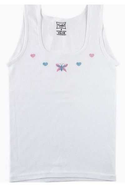 Tutku Girl's White 6 Pack Ribbed Undershirt Elf568tut6 New Season